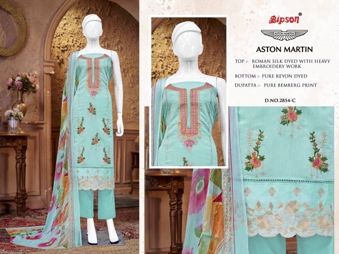 Aston Martin 2854 By Bipson Roman Silk Embroidery Dress Material Wholesale Shop In Surat